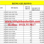 BẢNG GIÁ BẠC ĐẠN KOYO